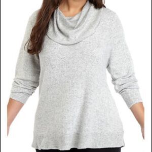 Cupio Cowl Neck Marled Gray Long Sleeve Soft Top‎